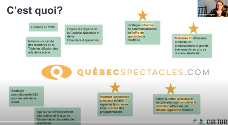 Capture d’écran présentant QuébecSpectacles